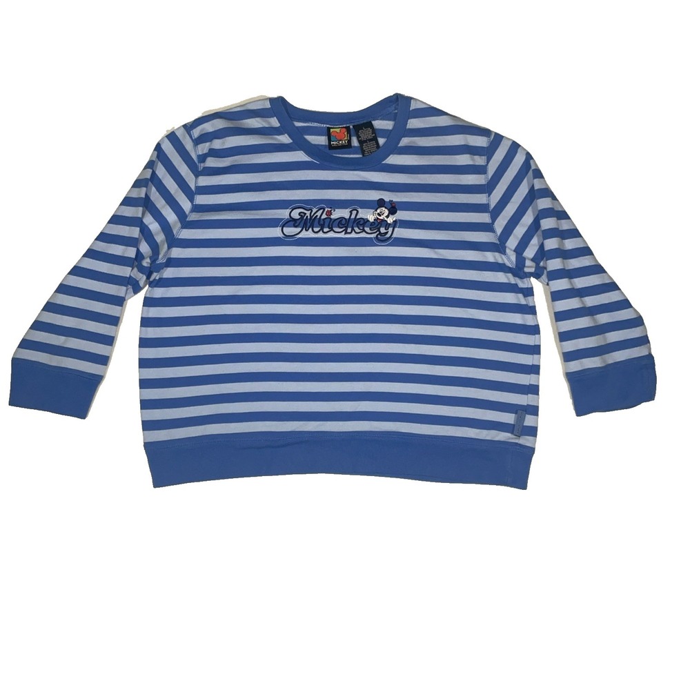 Disney Mickey Unlimited Vintage 90s Blue and White Striped Shirt - L